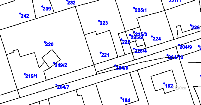 Parcela st. 221 v KÚ Zdice, Katastrální mapa