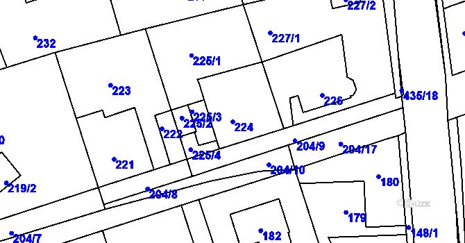 Parcela st. 224 v KÚ Zdice, Katastrální mapa