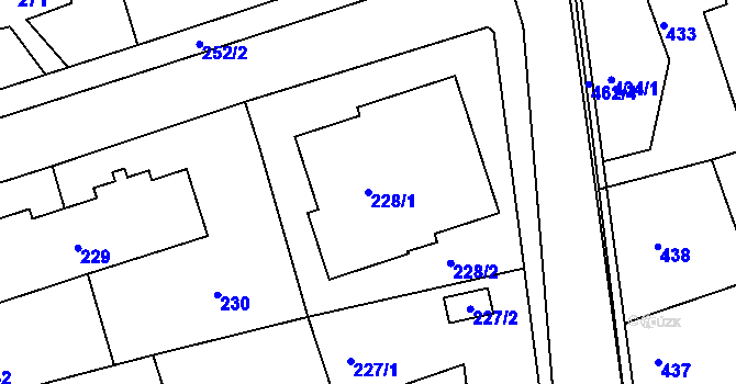 Parcela st. 228/1 v KÚ Zdice, Katastrální mapa