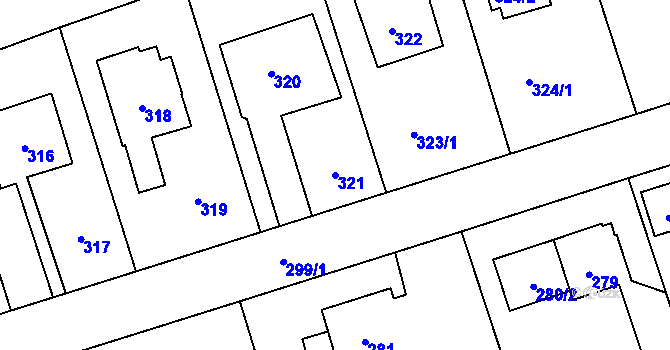 Parcela st. 321 v KÚ Zdice, Katastrální mapa