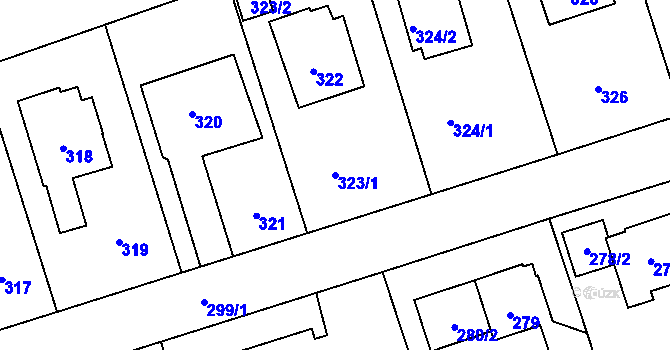 Parcela st. 323/1 v KÚ Zdice, Katastrální mapa