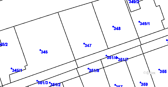 Parcela st. 347 v KÚ Zdice, Katastrální mapa