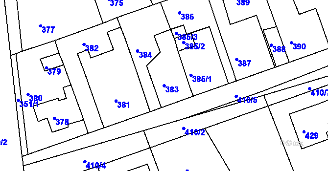 Parcela st. 383 v KÚ Zdice, Katastrální mapa