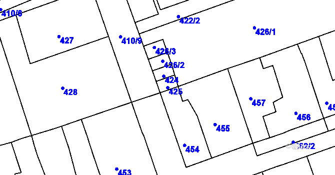 Parcela st. 425 v KÚ Zdice, Katastrální mapa