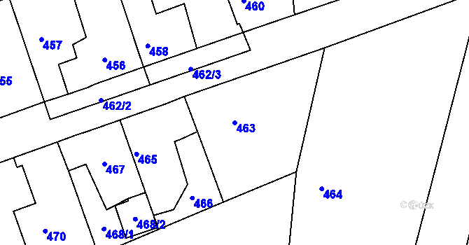 Parcela st. 463 v KÚ Zdice, Katastrální mapa