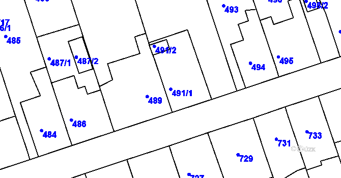 Parcela st. 491/1 v KÚ Zdice, Katastrální mapa