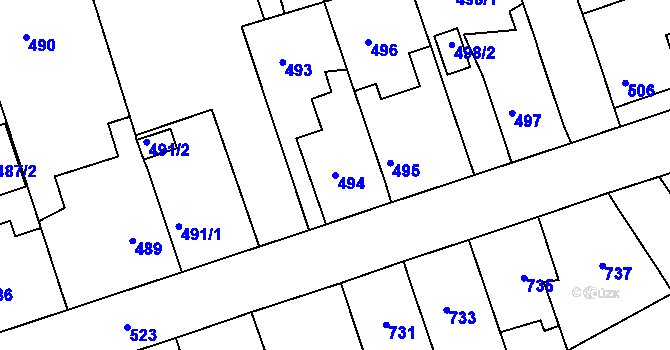 Parcela st. 494 v KÚ Zdice, Katastrální mapa