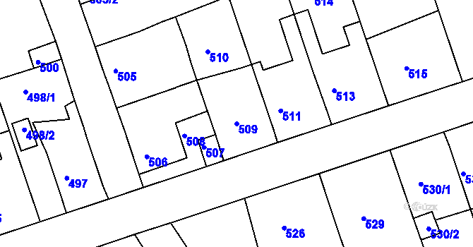 Parcela st. 509 v KÚ Zdice, Katastrální mapa