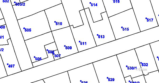 Parcela st. 511 v KÚ Zdice, Katastrální mapa
