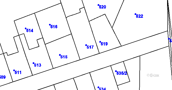Parcela st. 517 v KÚ Zdice, Katastrální mapa
