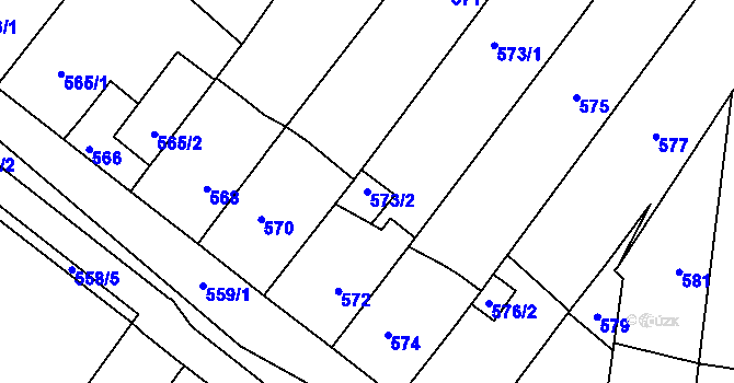 Parcela st. 573/2 v KÚ Zdice, Katastrální mapa