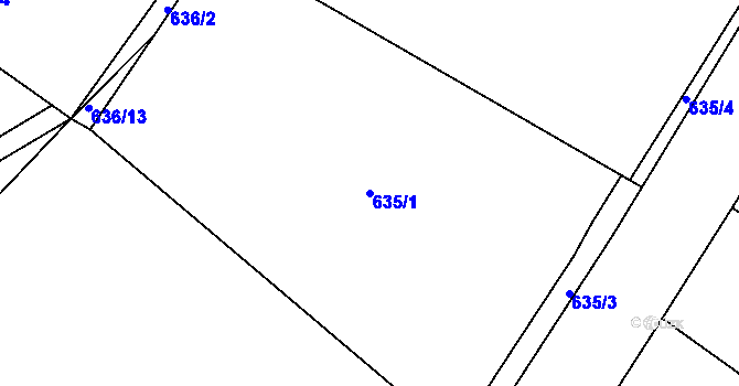 Parcela st. 635/1 v KÚ Zdice, Katastrální mapa