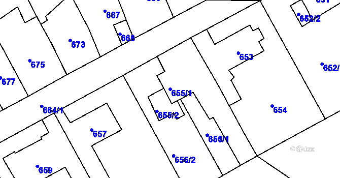 Parcela st. 655/1 v KÚ Zdice, Katastrální mapa