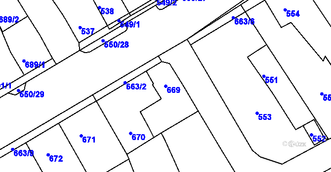 Parcela st. 669 v KÚ Zdice, Katastrální mapa