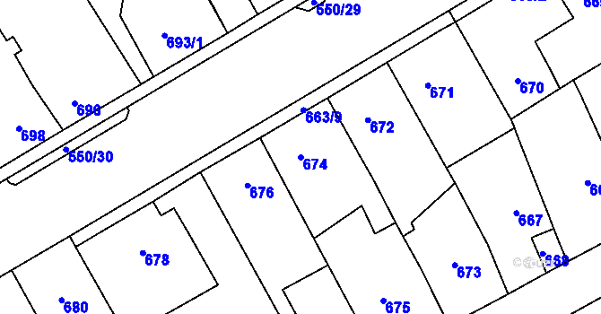 Parcela st. 674 v KÚ Zdice, Katastrální mapa