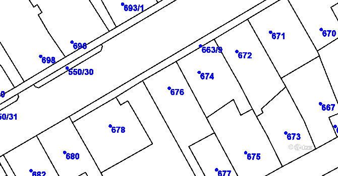 Parcela st. 676 v KÚ Zdice, Katastrální mapa