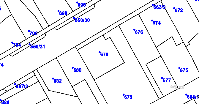 Parcela st. 678 v KÚ Zdice, Katastrální mapa