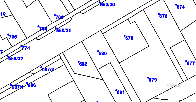 Parcela st. 680 v KÚ Zdice, Katastrální mapa