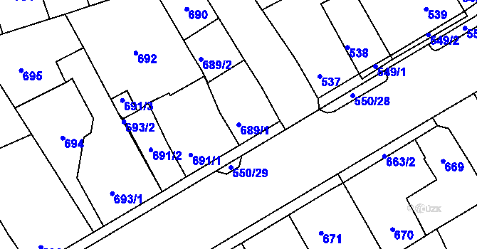 Parcela st. 689/1 v KÚ Zdice, Katastrální mapa
