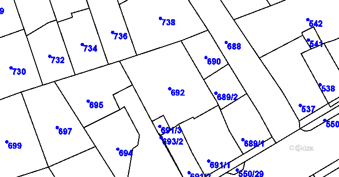 Parcela st. 692 v KÚ Zdice, Katastrální mapa
