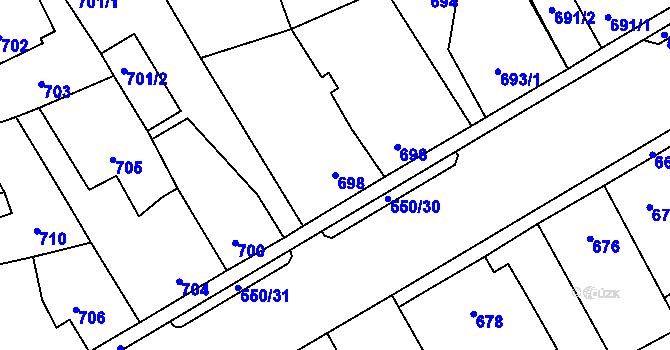 Parcela st. 698 v KÚ Zdice, Katastrální mapa