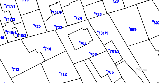 Parcela st. 702 v KÚ Zdice, Katastrální mapa