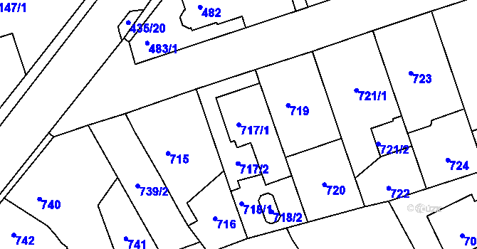 Parcela st. 717/1 v KÚ Zdice, Katastrální mapa