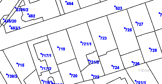 Parcela st. 721/1 v KÚ Zdice, Katastrální mapa