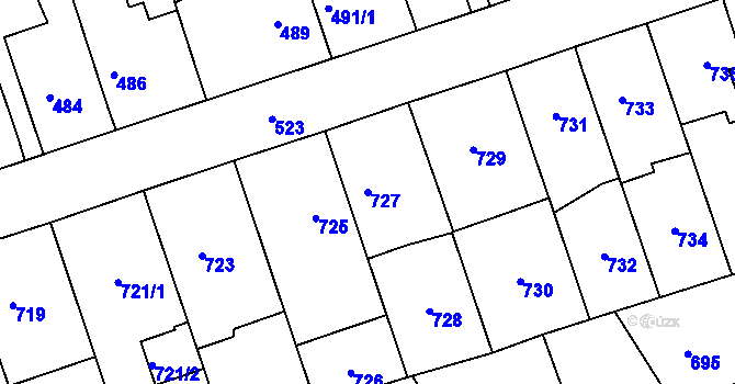 Parcela st. 727 v KÚ Zdice, Katastrální mapa