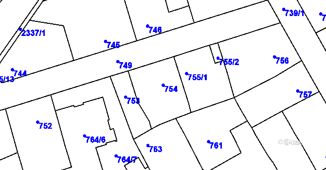 Parcela st. 754 v KÚ Zdice, Katastrální mapa