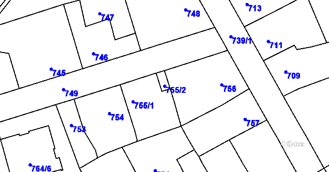 Parcela st. 755/2 v KÚ Zdice, Katastrální mapa
