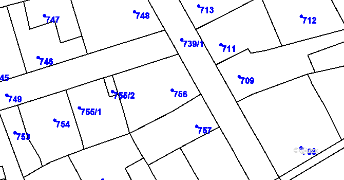 Parcela st. 756 v KÚ Zdice, Katastrální mapa