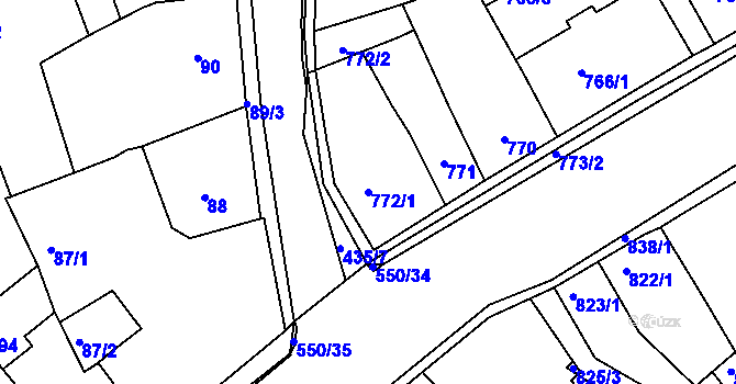 Parcela st. 772/1 v KÚ Zdice, Katastrální mapa
