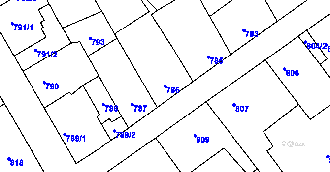 Parcela st. 786 v KÚ Zdice, Katastrální mapa