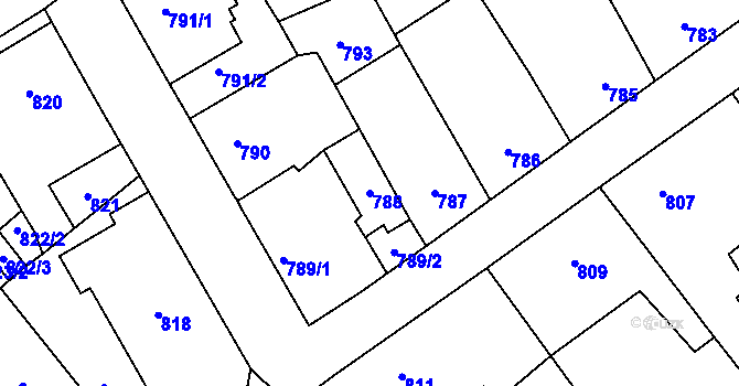 Parcela st. 788 v KÚ Zdice, Katastrální mapa