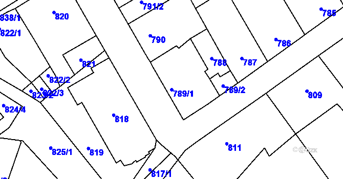 Parcela st. 789/1 v KÚ Zdice, Katastrální mapa