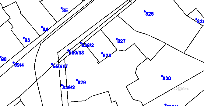 Parcela st. 828 v KÚ Zdice, Katastrální mapa