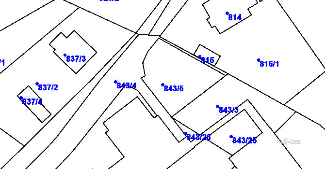 Parcela st. 843/5 v KÚ Zdice, Katastrální mapa