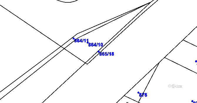 Parcela st. 865/18 v KÚ Zdice, Katastrální mapa