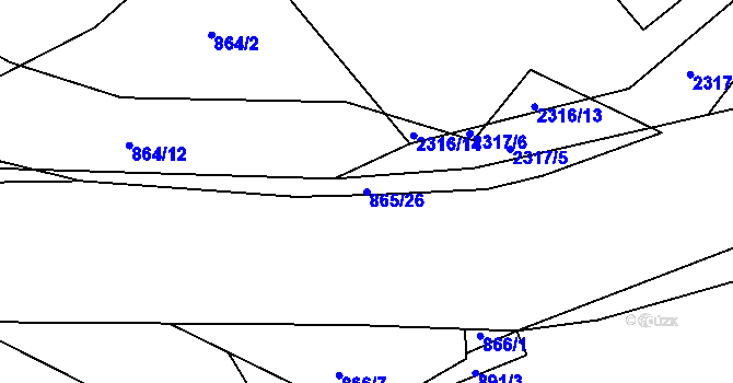 Parcela st. 865/26 v KÚ Zdice, Katastrální mapa