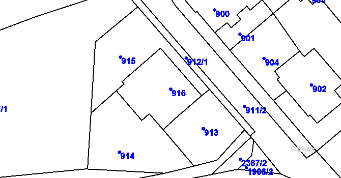 Parcela st. 916 v KÚ Zdice, Katastrální mapa