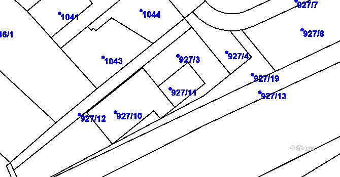 Parcela st. 927/11 v KÚ Zdice, Katastrální mapa