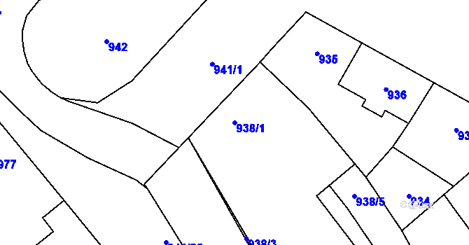 Parcela st. 938/1 v KÚ Zdice, Katastrální mapa