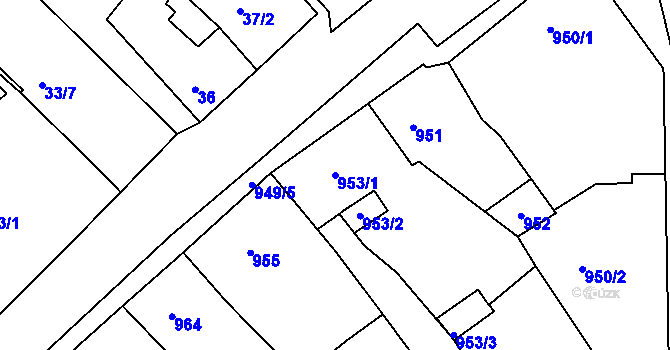 Parcela st. 953/1 v KÚ Zdice, Katastrální mapa