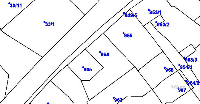 Parcela st. 964 v KÚ Zdice, Katastrální mapa
