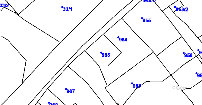 Parcela st. 965 v KÚ Zdice, Katastrální mapa