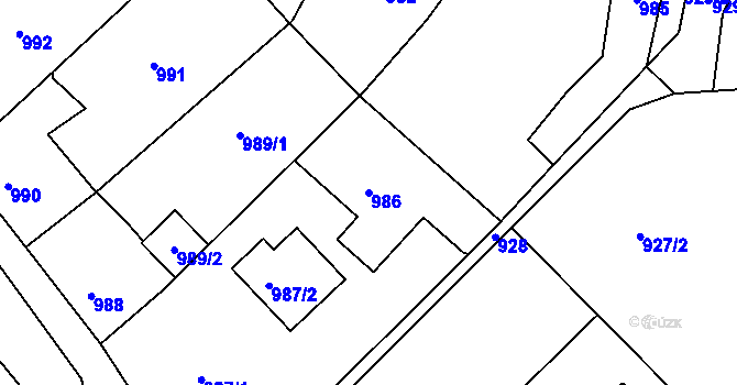 Parcela st. 986 v KÚ Zdice, Katastrální mapa