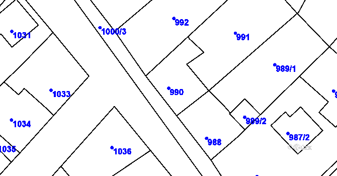 Parcela st. 990 v KÚ Zdice, Katastrální mapa