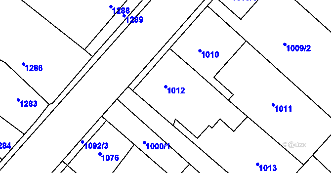 Parcela st. 1012 v KÚ Zdice, Katastrální mapa