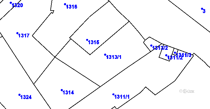 Parcela st. 1313/1 v KÚ Zdice, Katastrální mapa